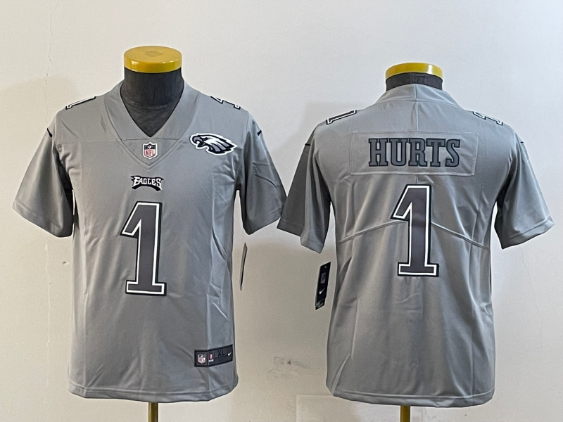 Youth 2025 Philadelphia Eagles 1 Hurts grey Nike NFL jersey style 6